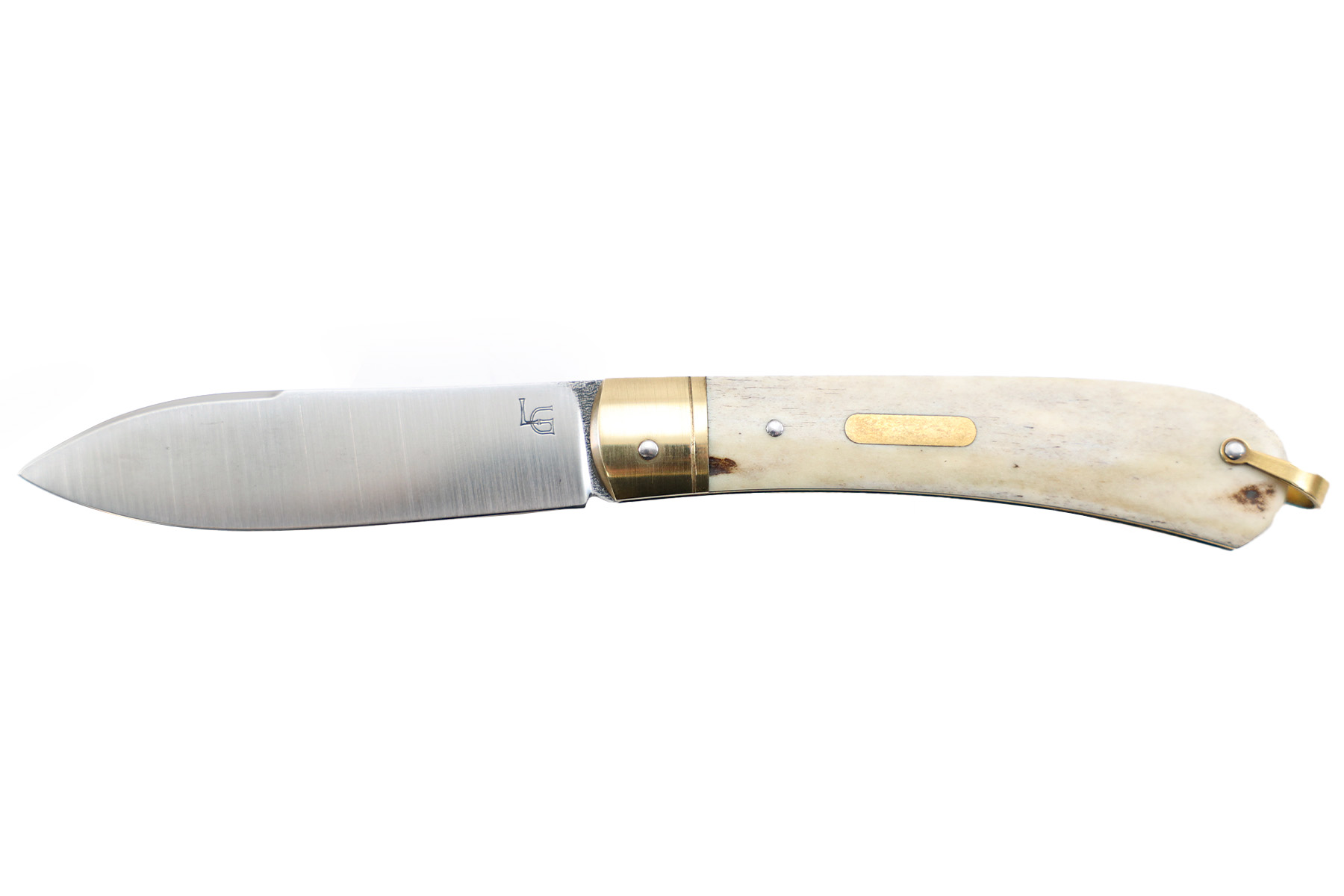 Couteau pliant artisanal de Laurent Gaillard, modèle Nessmuk - bois de cerf