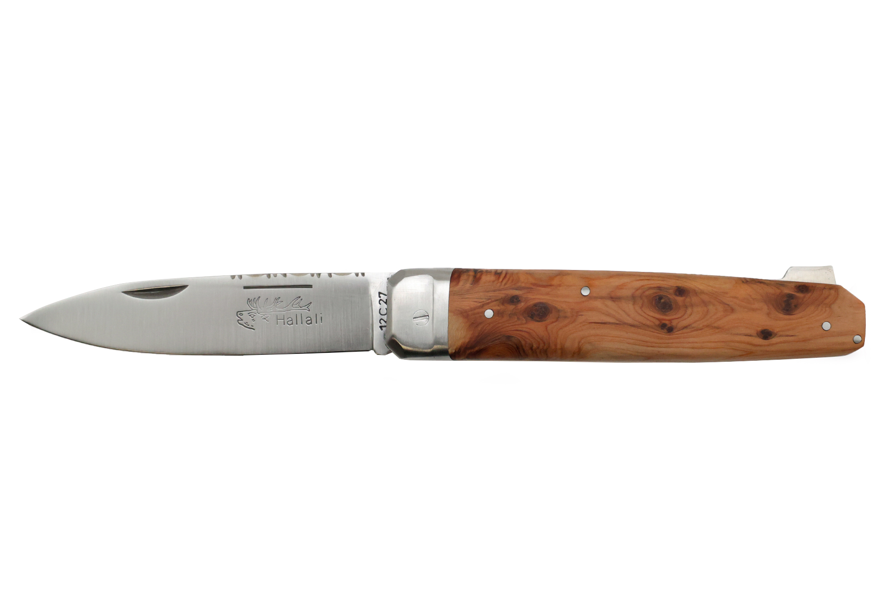 Couteau pliant de chasse Hallali par Douris Chastel - manche 14 cm genévrier